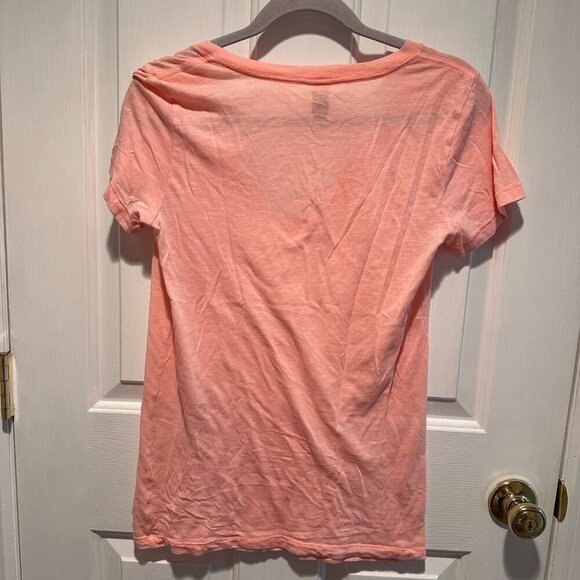 PINK Victoria Secret Orange V-Neck Shirt - Size Small - Picture 3 of 3